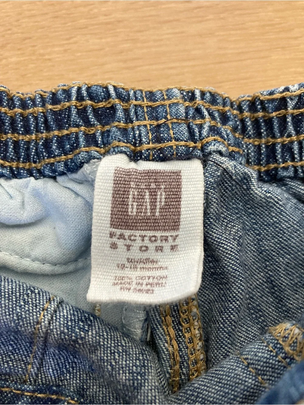 GAP Factory Blue Denim Baby Capris with White Bow and Stretch Waist